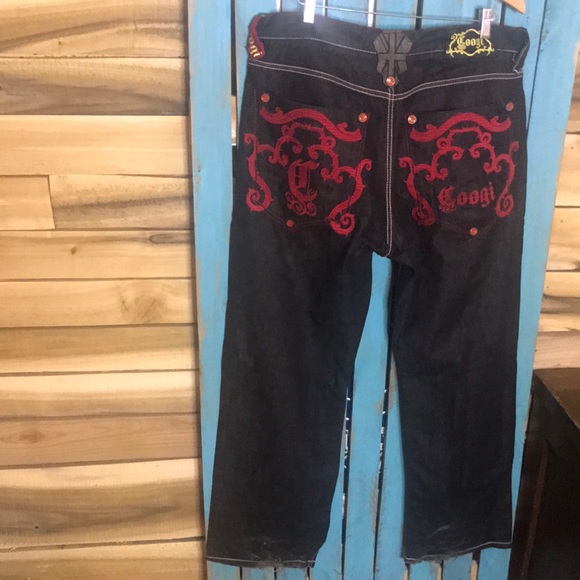 COOGI Other - Coogi Jeans black with red trim baggy hip hop tag size 38x34 (actual 38x31)